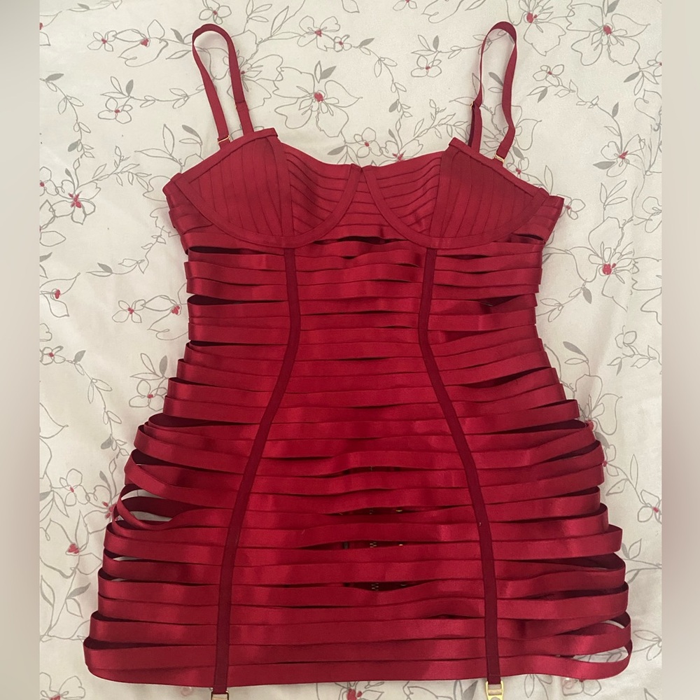Red Strappy Bandage Mini Dress
